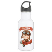 Dreamy Baby Aviator in Red Biplane Edelstahlflasche (Vorderseite)