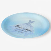 Dreamy Baby Blue Quinceanera Custom Pappteller (Schrägansicht)