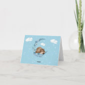 Dreamy Baby Boy Bambi & Blue Blumen Mond Wolken Dankeskarte (Rückseite)
