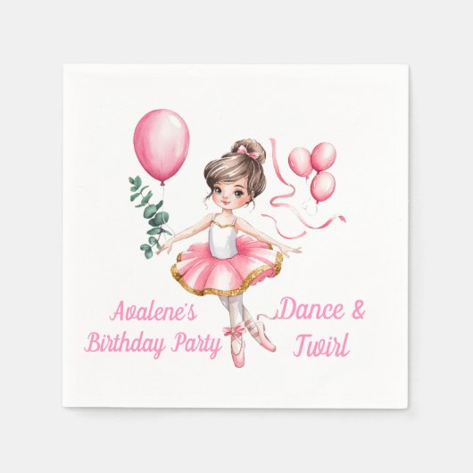 Dreamy Ballerina Flight Birthday Party Serviette (Vorderseite)