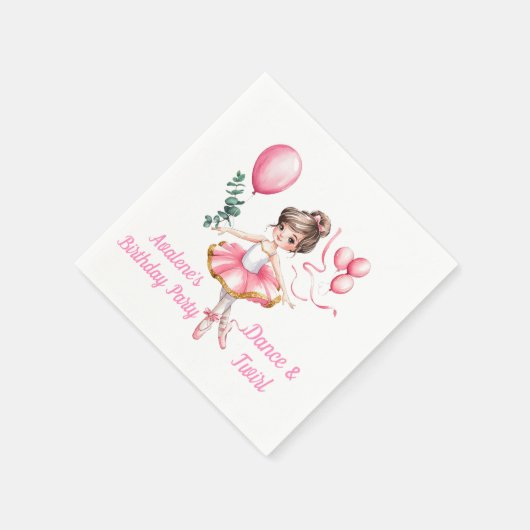 Dreamy Ballerina Flight Birthday Party Serviette (Ecke)