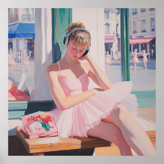 Dreamy Ballerina Moments: Soft Pastel Ballet Kunst Poster (Vorne)