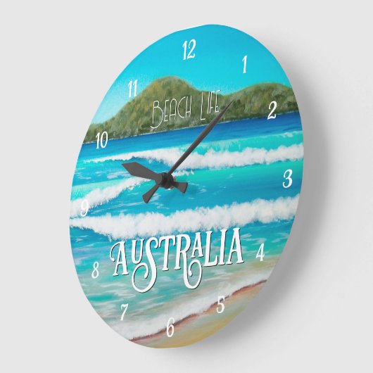 Dreamy Beach Blue Waves Malerei Australien Große Große Wanduhr (Winkel)