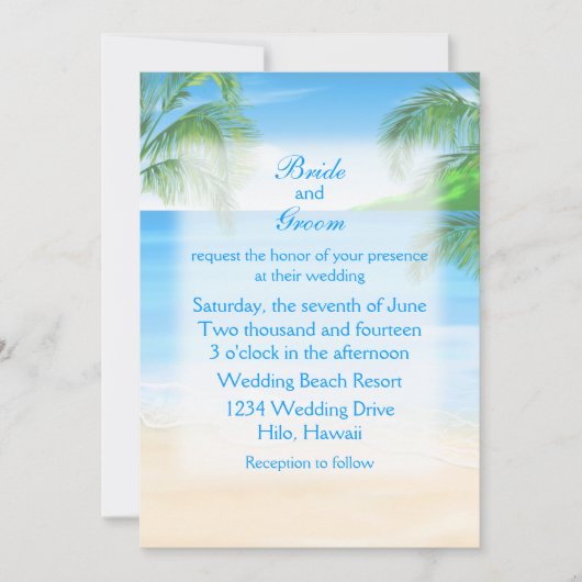 Dreamy Beach Wedding Einladung (Vorderseite)