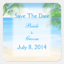 Dreamy Beach Wedding Save the Date Quadratischer Aufkleber