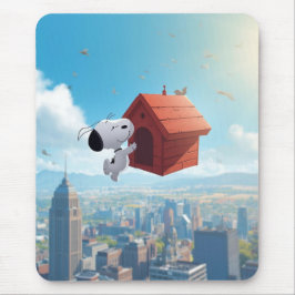 Dreamy Beagle Floating City Comic Illustration Mousepad
