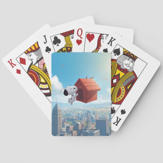 Dreamy Beagle Floating City Comic Illustration Spielkarten (Rückseite)