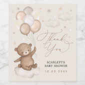 Dreamy Bear & Balloons Baby Duschfavoriten Weinetikett (Einzelnes Label)