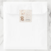 Dreamy Bear & Balloons Babydusche Vielen Dank Quadratischer Aufkleber (Tasche)