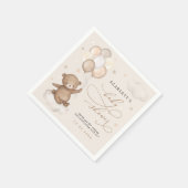Dreamy Bear & Balloons Pastel Brown Babydusche Serviette (Ecke)