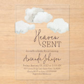 Dreamy Beige Heaven Sent Gender Reveal Acryleinladungen (Vorderseite)
