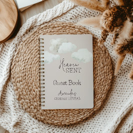 Dreamy Beige Heaven Sent Gender Reveal Gästebuch Notizblock