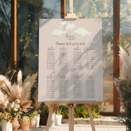 Dreamy Beige Heaven Sent Gender Reveal Seating Poster