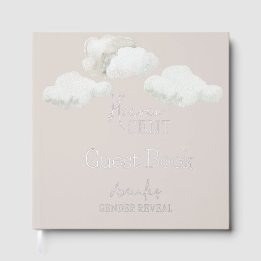 Dreamy Beige neutrale Himmelsmeldung über Geschlec Gästebuch (Vorderseite)