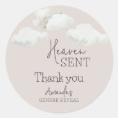 Dreamy Beige neutrale Himmelsmeldung über Geschlec Runder Aufkleber (Vorderseite)