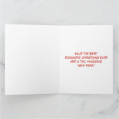 Dreamy Bichon Frisé Welppy in Weihnachtsmannmütze Karte (Innenseite)