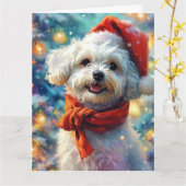 Dreamy Bichon Frisé Welppy in Weihnachtsmannmütze Karte (Gelbe Blume)