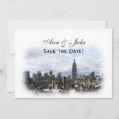 Dreamy Black NYC Skyline Save the Date H Einladung (Vorderseite)