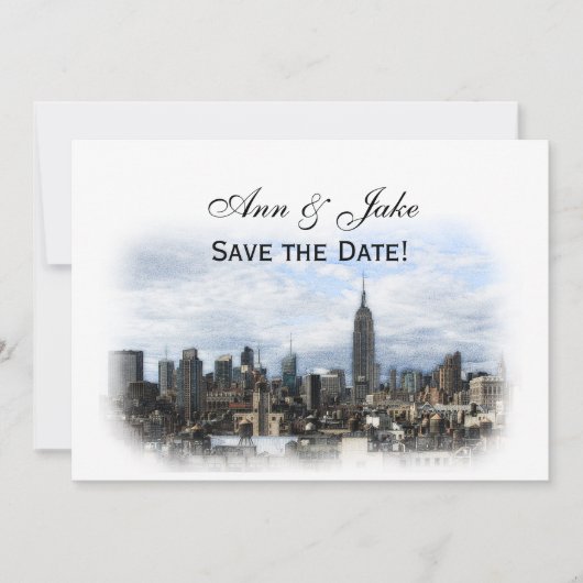 Dreamy Black NYC Skyline Save the Date H Einladung (Vorderseite)