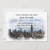 Dreamy Black NYC Skyline Save the Date H Einladung (Rückseite)