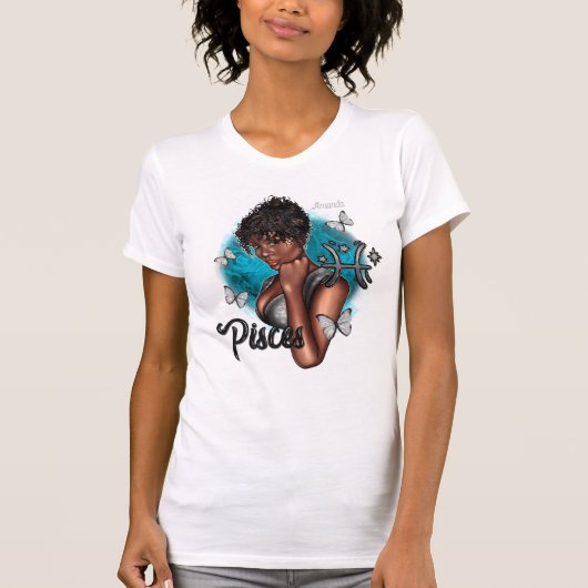 Dreamy Black Pisces Diva mit ätherischer Charm T-Shirt (Vorderseite)