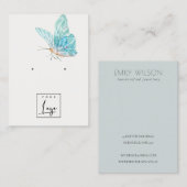 Dreamy Blue Aqua Butterfly Logo Orange Display Visitenkarte (Vorne/Hinten)