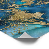 Dreamy Blue Aquamarin und Gold Poster (Ecke)