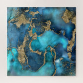 Dreamy Blue Aquamarin und Gold Puzzle (Horizontal)