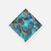Dreamy Blue Aquamarin und Gold Serviette (Ecke)