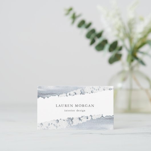 Dreamy Blue Aquarellstrich Business Card Visitenkarte (Stehend Vorderseite)