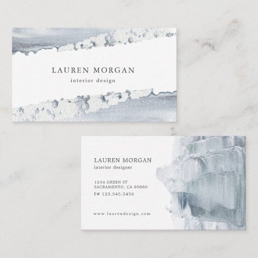 Dreamy Blue Aquarellstrich Business Card Visitenkarte (Vorne/Hinten)