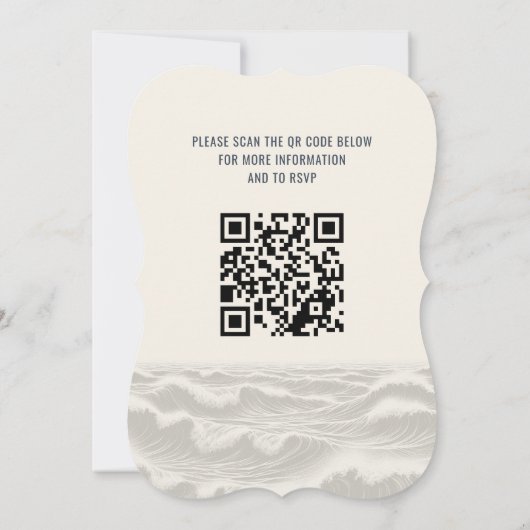 Dreamy Blue Beach mit QR Code Hochzeitsempfehlung Einladung (Rückseite)
