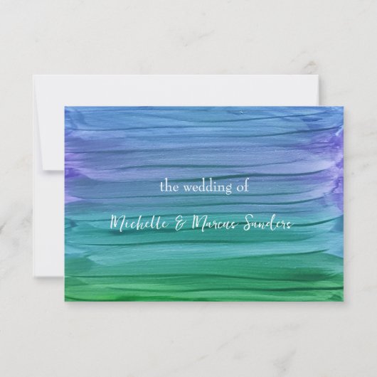 Dreamy Blue Calligraphy RSVP Karte (Rückseite)