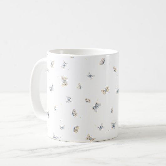 Dreamy Blue & Cream Butterfells Print Kaffeetasse (Vorderseite Links)