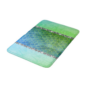 Dreamy Blue Green Mermaid Diamond Bling Badematte