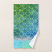 Dreamy Blue Green Mermaid Glittery Bling Badhandtuch Set (Handtuch)