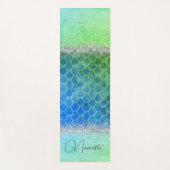 Dreamy Blue Green Mermaid Glittery Bling Yogamatte (Vorderseite)