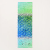 Dreamy Blue Green Mermaid Glittery Bling Yogamatte (Rückseite)