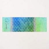 Dreamy Blue Green Mermaid Glittery Bling Yogamatte (Vorderseite (Horizontal))