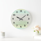 Dreamy Blue Green Watercolor Große Wanduhr (Zuhause)