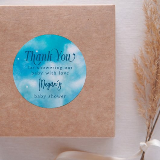 Dreamy Blue Heaven Sent Baby Dusche Runder Aufkleber