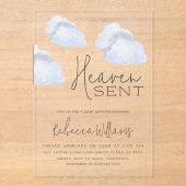 Dreamy Blue Heaven Sent Sky Themed Boy Baby Dusche Acryleinladungen (Vorderseite)