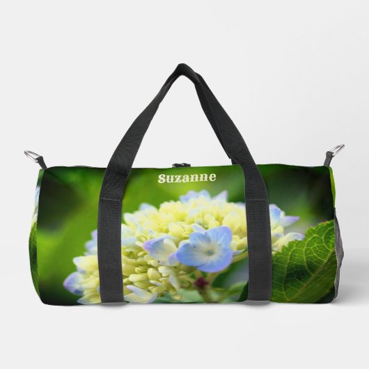 Dreamy Blue Hydrangea Blume Personalisiert Duffle Bag (Vorderseite)