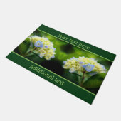 Dreamy Blue Hydrangea Blume Personalisiert Fußmatte (Schrägansicht)