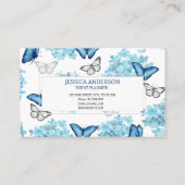 Dreamy Blue Hydrangea und Butterfly Event Planner Visitenkarte (Rückseite)