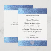 Dreamy Blue Imitats Glitzer Hochzeit Einladung (Vorne/Hinten)