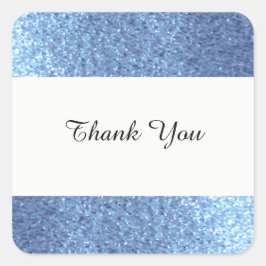 Dreamy Blue Imitats Glitzer Vielen Dank Quadratischer Aufkleber
