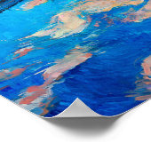 Dreamy Blue Impressionist Boat Reflection Poster (Ecke)