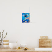 Dreamy Blue Impressionist Boat Reflection Poster (Küche)