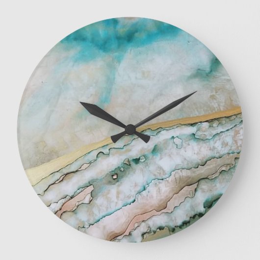Dreamy Blue Ink Ocean  Wall Clock Große Wanduhr (Vorderseite)